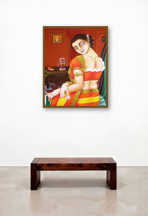 Charulata Iii by artist Gautam Mukherjee displayed in a Classic Executive Office
