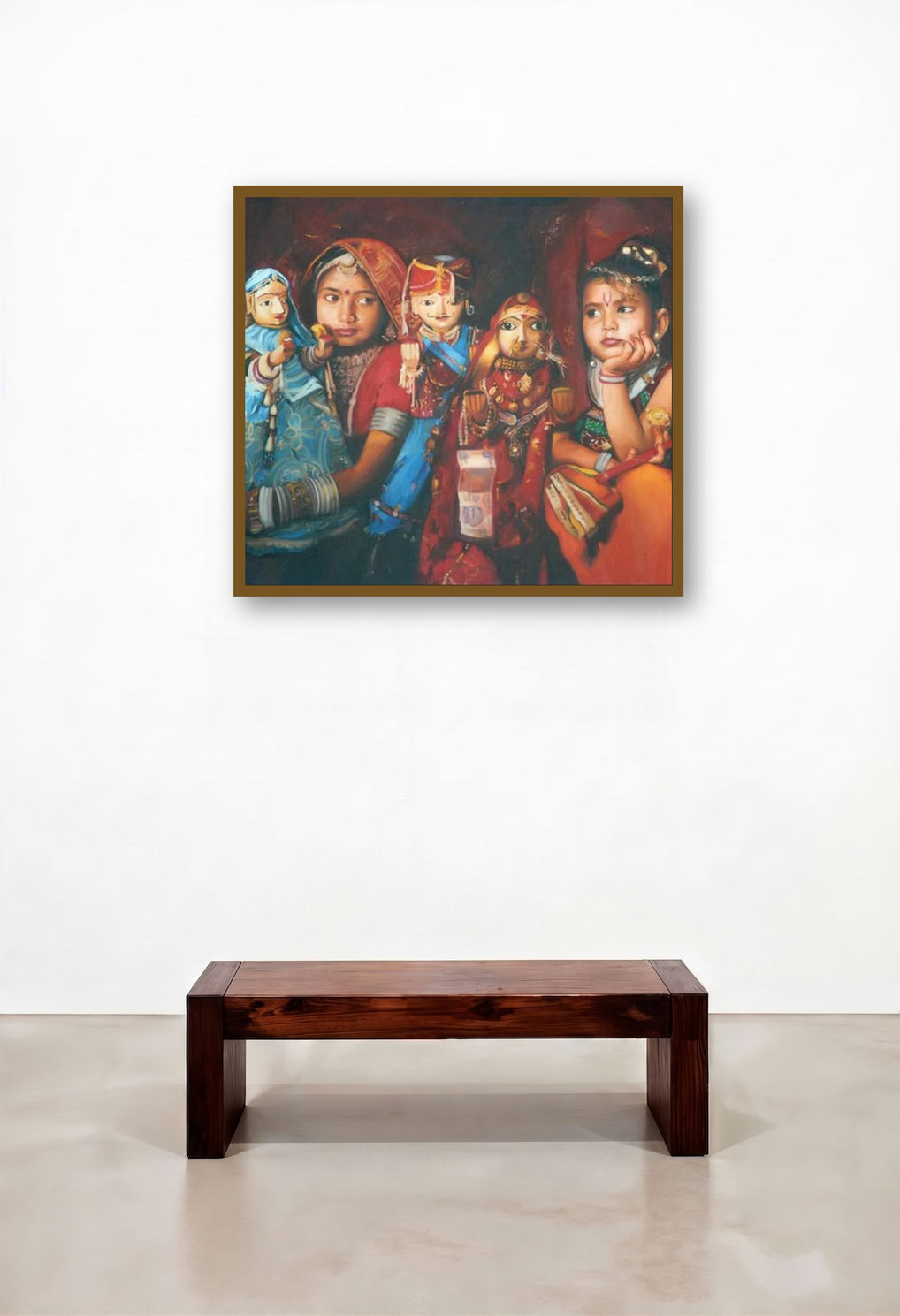 Cherubs Of Rajasthan by artist Jinal Gada Gala displayed in a Traditional Dining Room