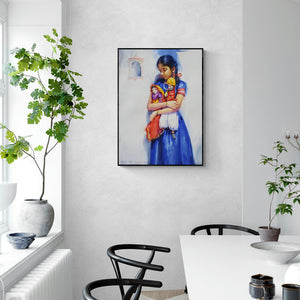 In-situ view of Vijay Jadhav's 'Child Hood Fantacy 3' painting in a room
