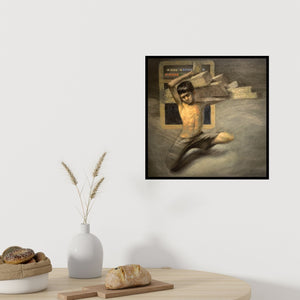 In-situ view of Abhijeet Patole's 'Child Labour' painting in a room