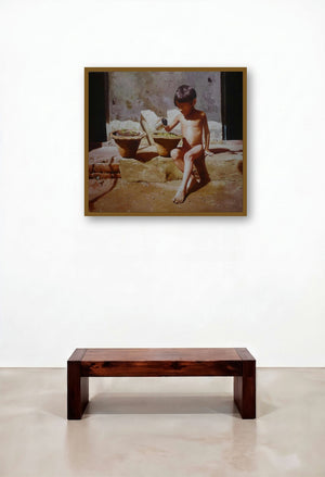 Childhood 2 by artist Raghunath Sahoo displayed in a Transitional Dining Room