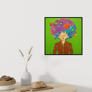 In-situ view of Shiv Kumar Soni's 'Childhood Passion 12 (A World of Imagination)' painting in a room