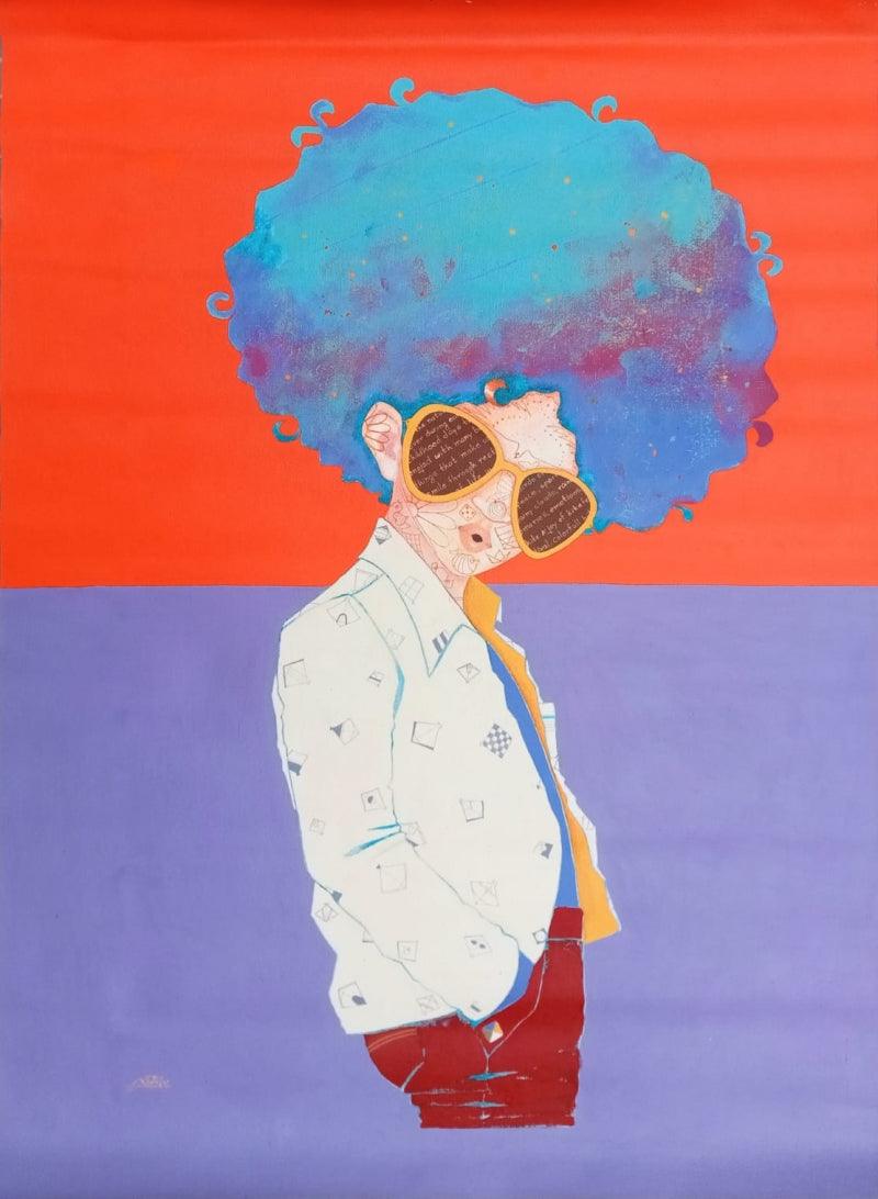 Figurative acrylic painting titled 'Childhood Passion 16', 36x24 inches, by artist Shiv Kumar Soni on Canvas