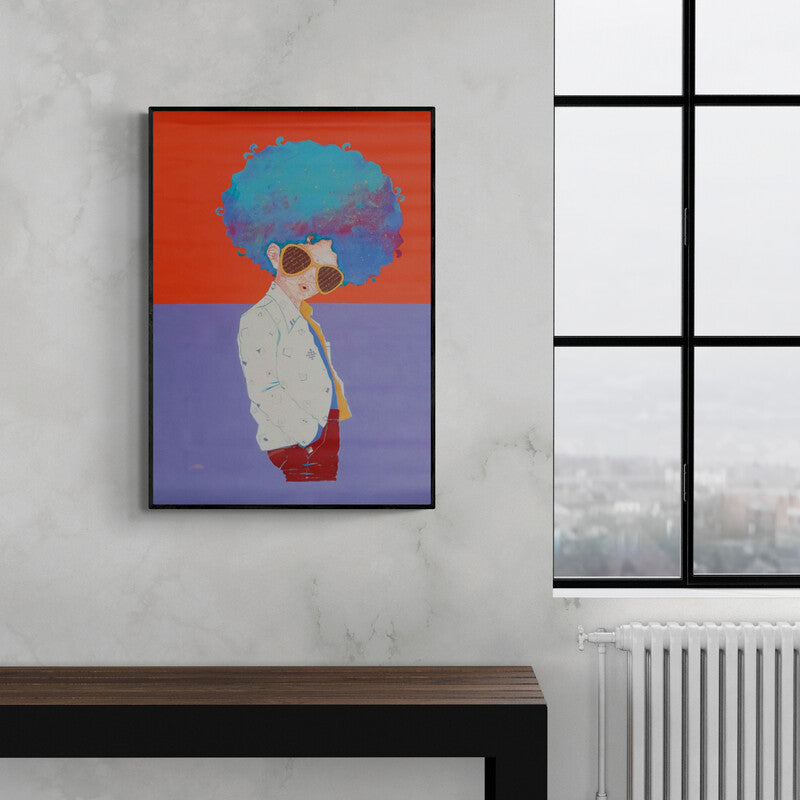 In-situ view of Shiv Kumar Soni's 'Childhood Passion 16' painting in a room