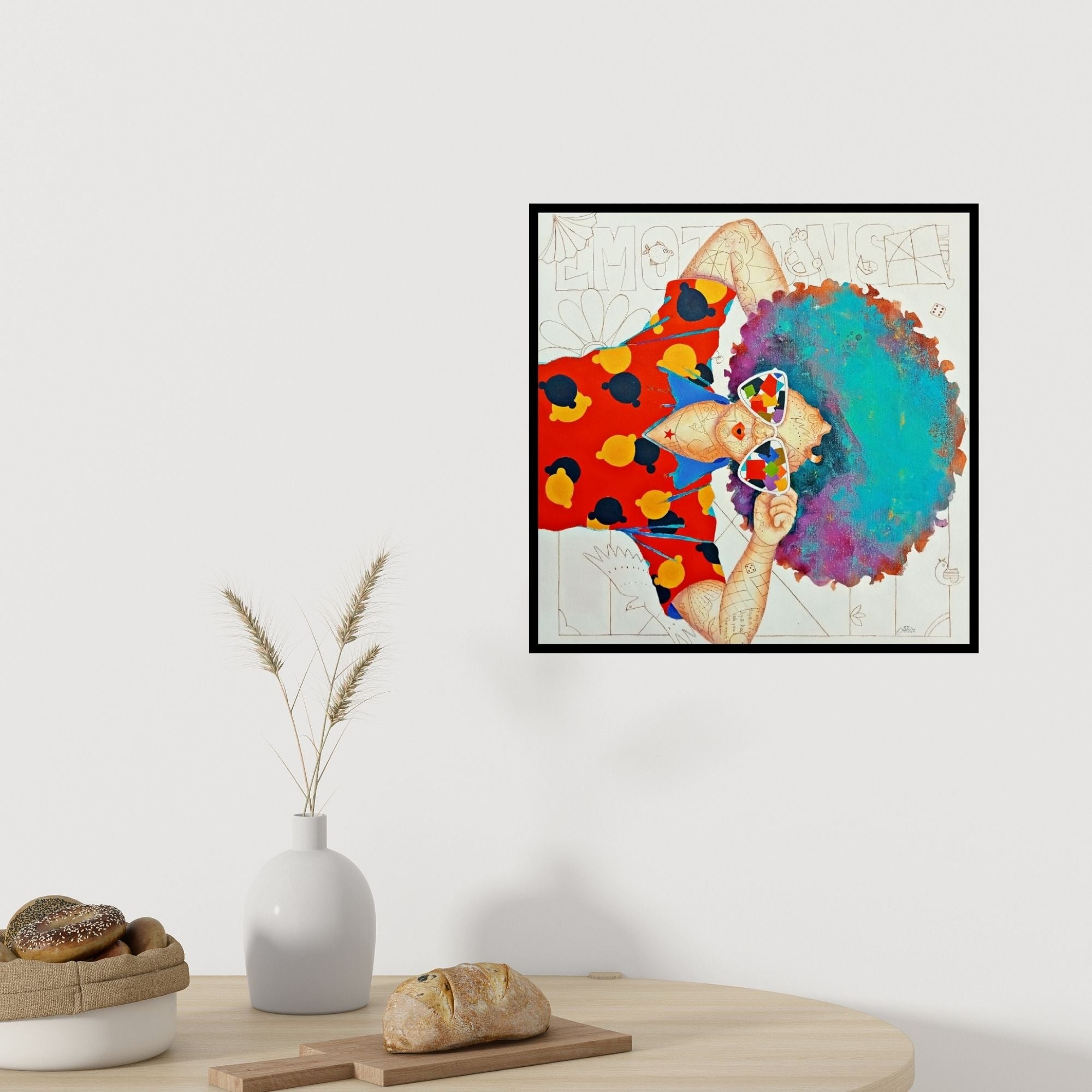 In-situ view of Shiv Kumar Soni's 'Childhood Passion 69' painting in a room