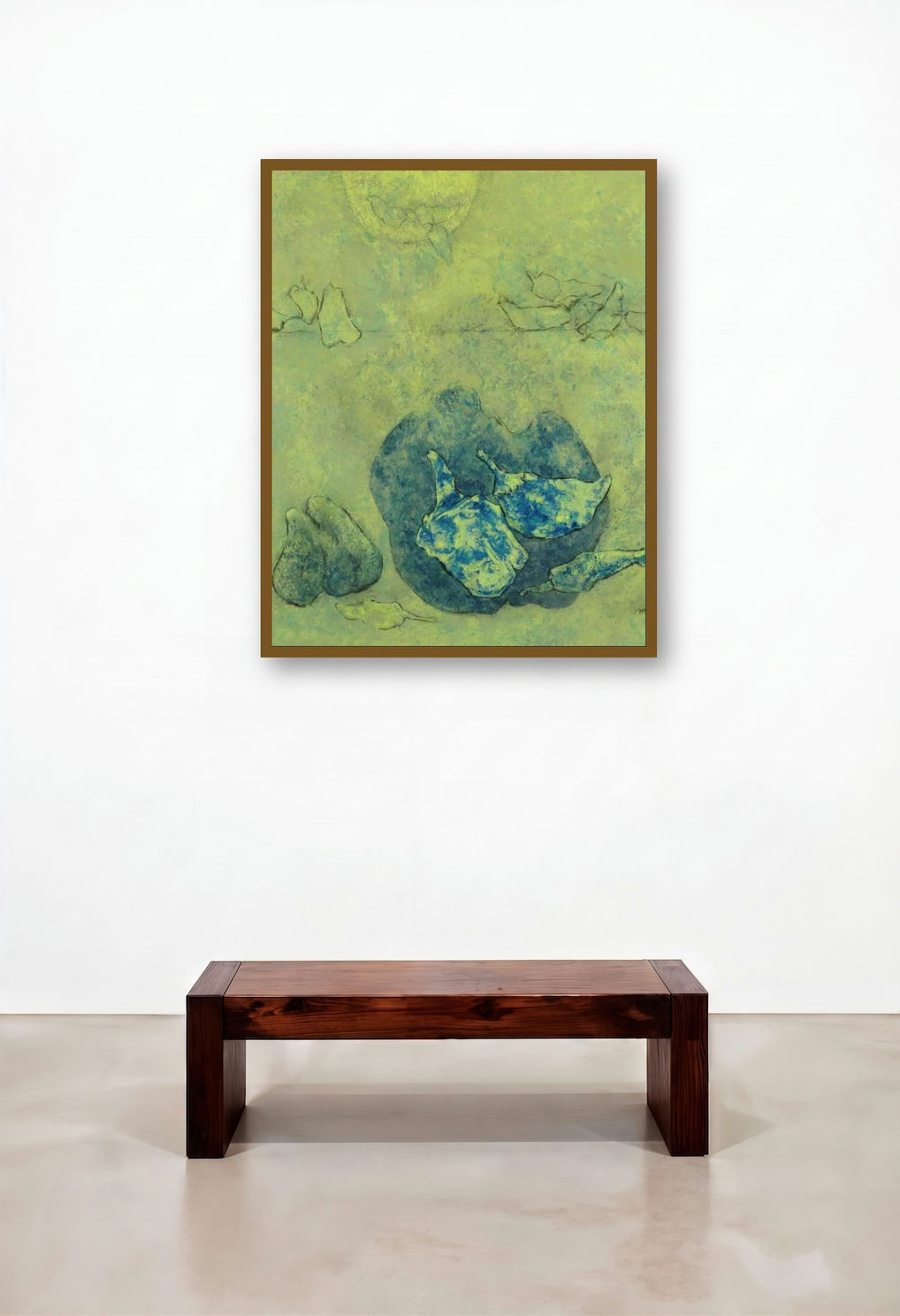 Chillies 2 (Verdant Harvest) by artist Mahendra Parmar displayed in a Boutique Hotel Style Bedroom
