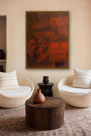 Chillies In Red (A Study in Red) by artist Mahendra Parmar displayed in a Luxury gallery