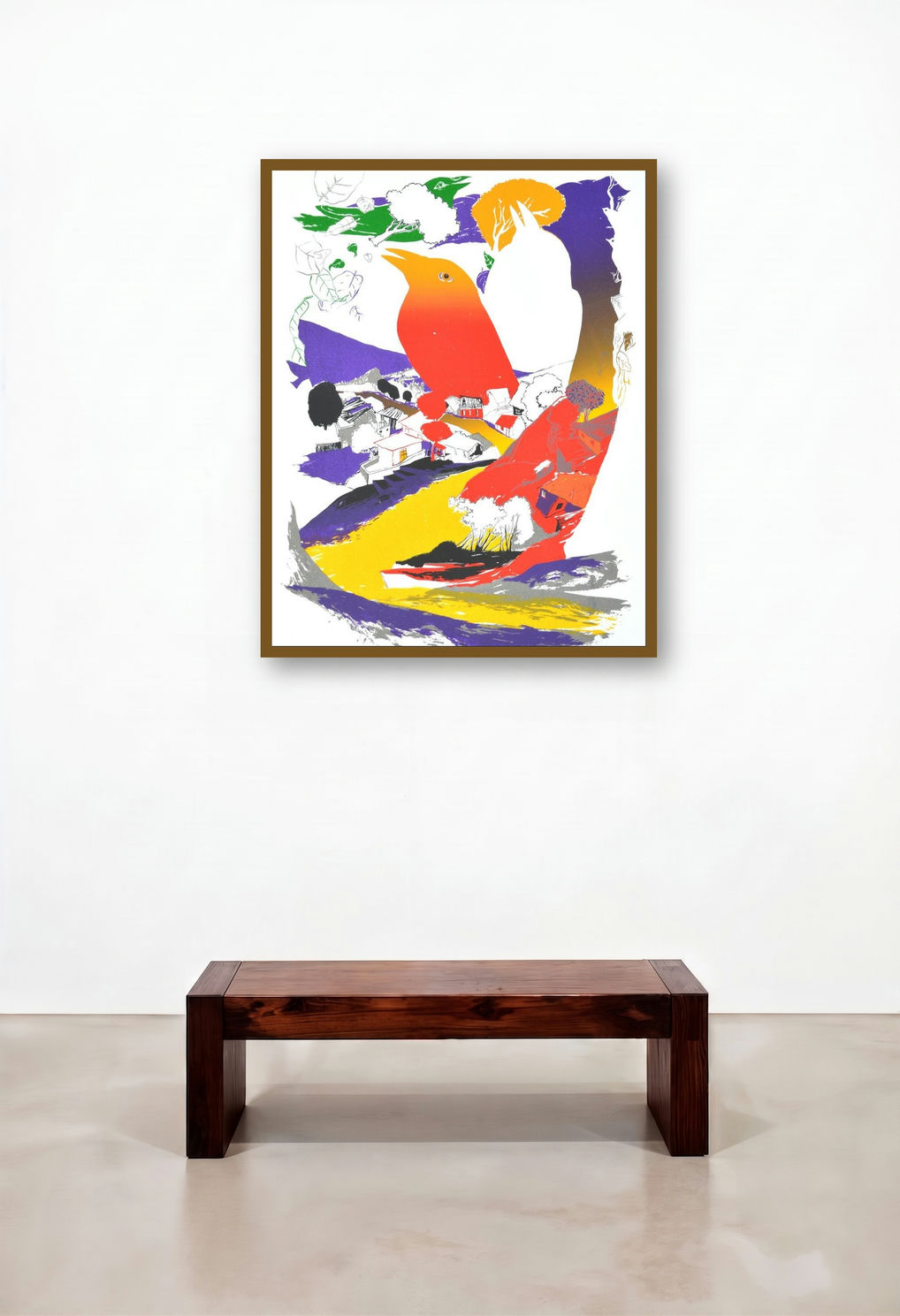 Chorus (Tropical Bird) by artist Nabibakhsh Mansoori displayed in a Modern Study
