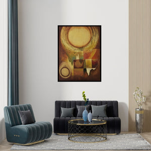 Preview of 'Circle Of Life (The Universe Within)' Painting by Durshit Bhaskar shown on a wall in a furnished room.