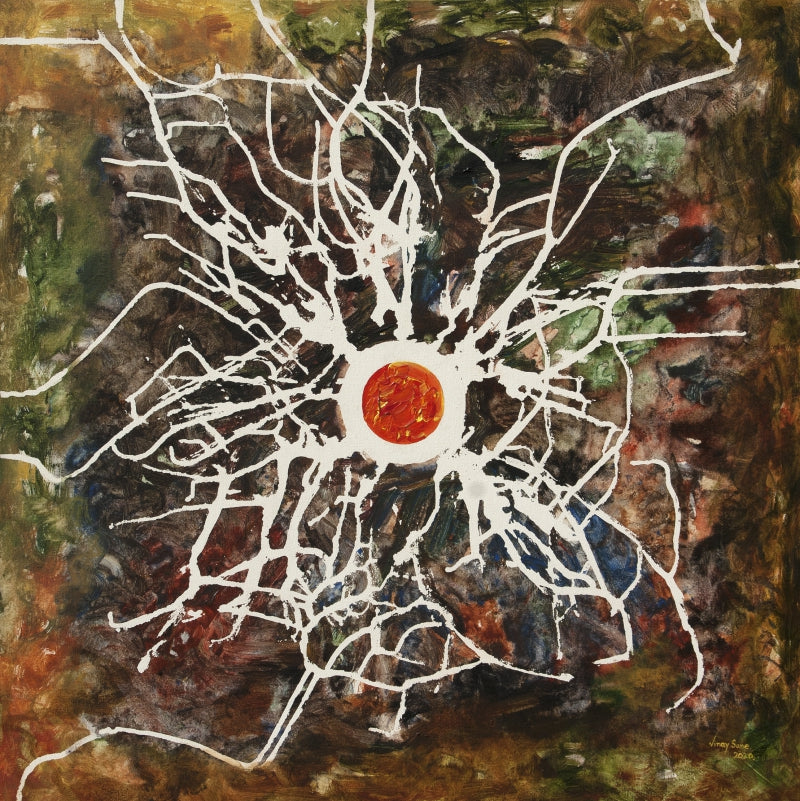 'Circle Of Life' abstract acrylic painting by artist Vinay Sane, 30x30 inch, on canvas