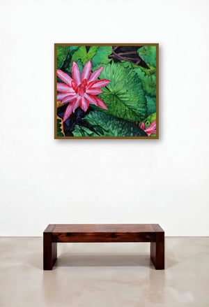 Circle Of Life (Lotus in Bloom) by artist Gaurav Dinesh displayed in a Scandinavian Dining Room