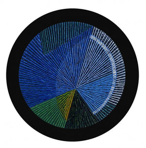 Abstract acrylic painting titled 'Circular Geometrism Blue', 24x24 inches, by artist Sandesh Khule on Canvas