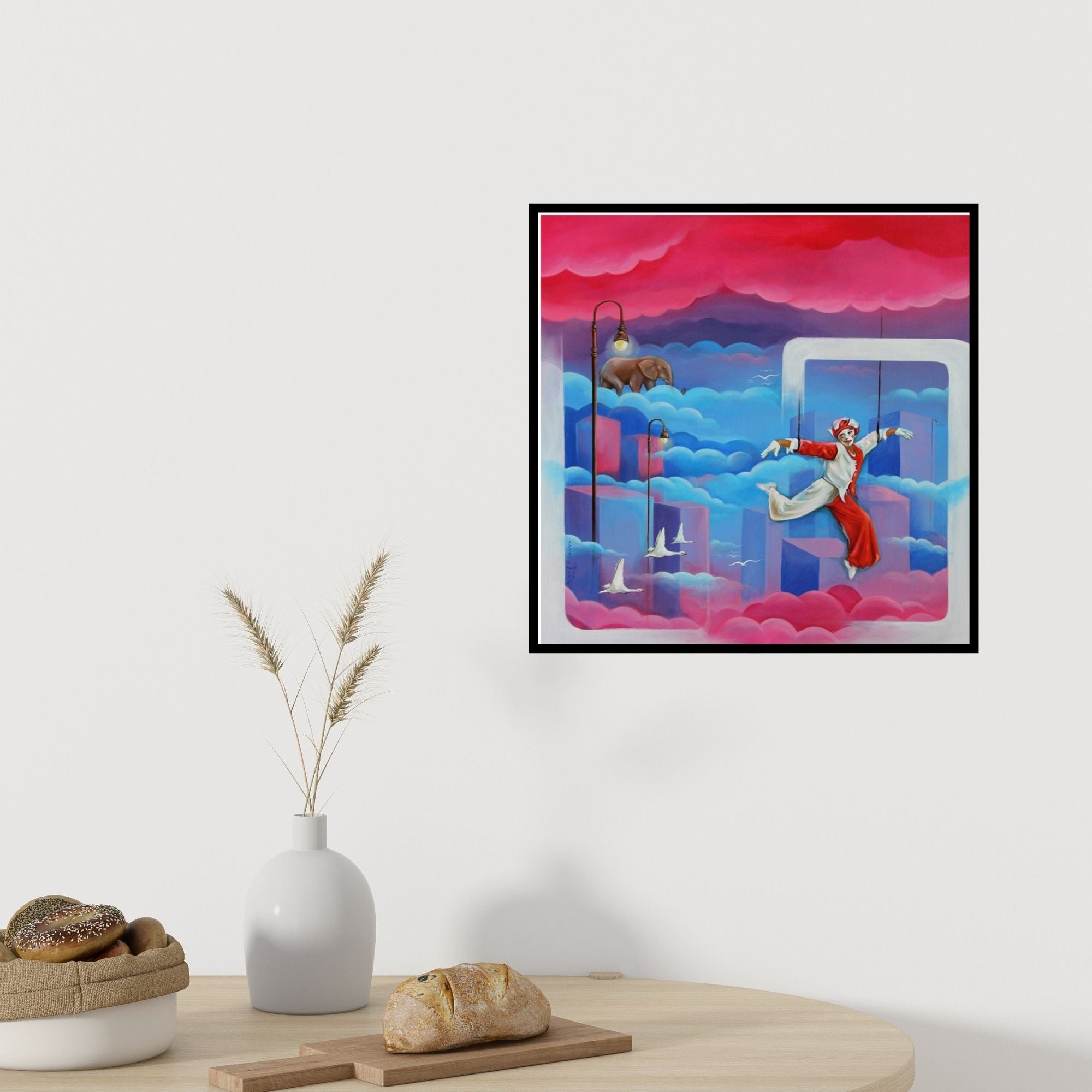 In-situ view of Anand Kumar's 'Circus (The Circus)' painting in a room