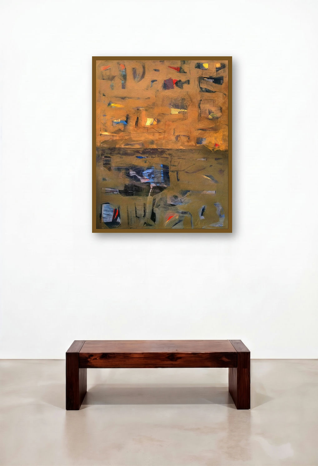 City Life 2 (Layers of Time) by artist Prabinkumar Nath displayed in a Japandi Lounge