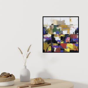 In-situ view of Prabhinder Lall's 'City Nights I' painting in a room