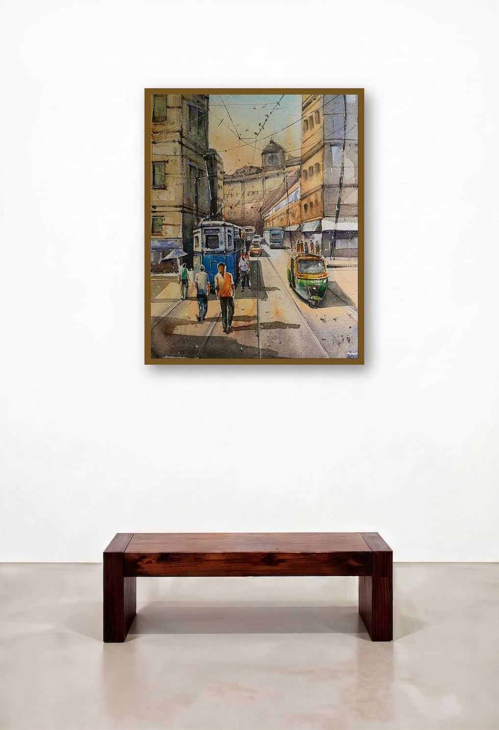 City Of Joy by artist Sumon Naskar displayed in a Traditional Living Room