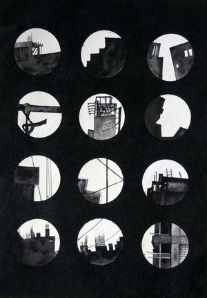 Cityscape mixed media painting titled 'Cityline', 24x18 inches, by artist Priya Dhoot on Paper