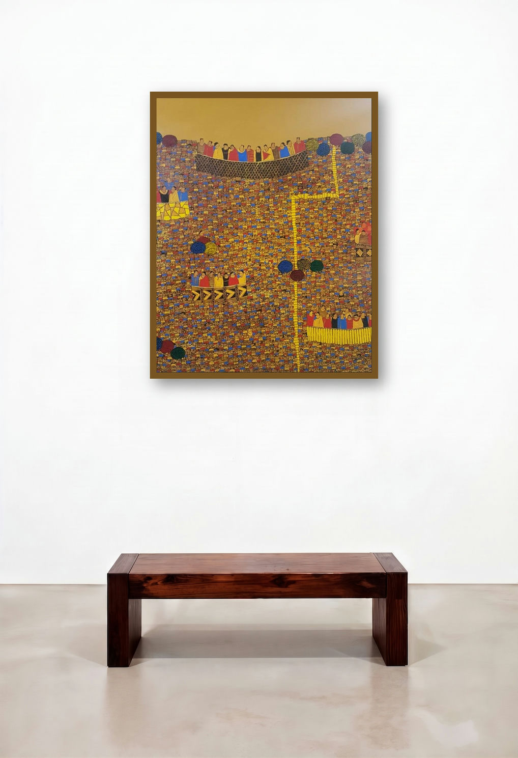 Cityscape 19 (The Human River) by artist Rama Krishna V displayed in a Luxury Hotel Suite