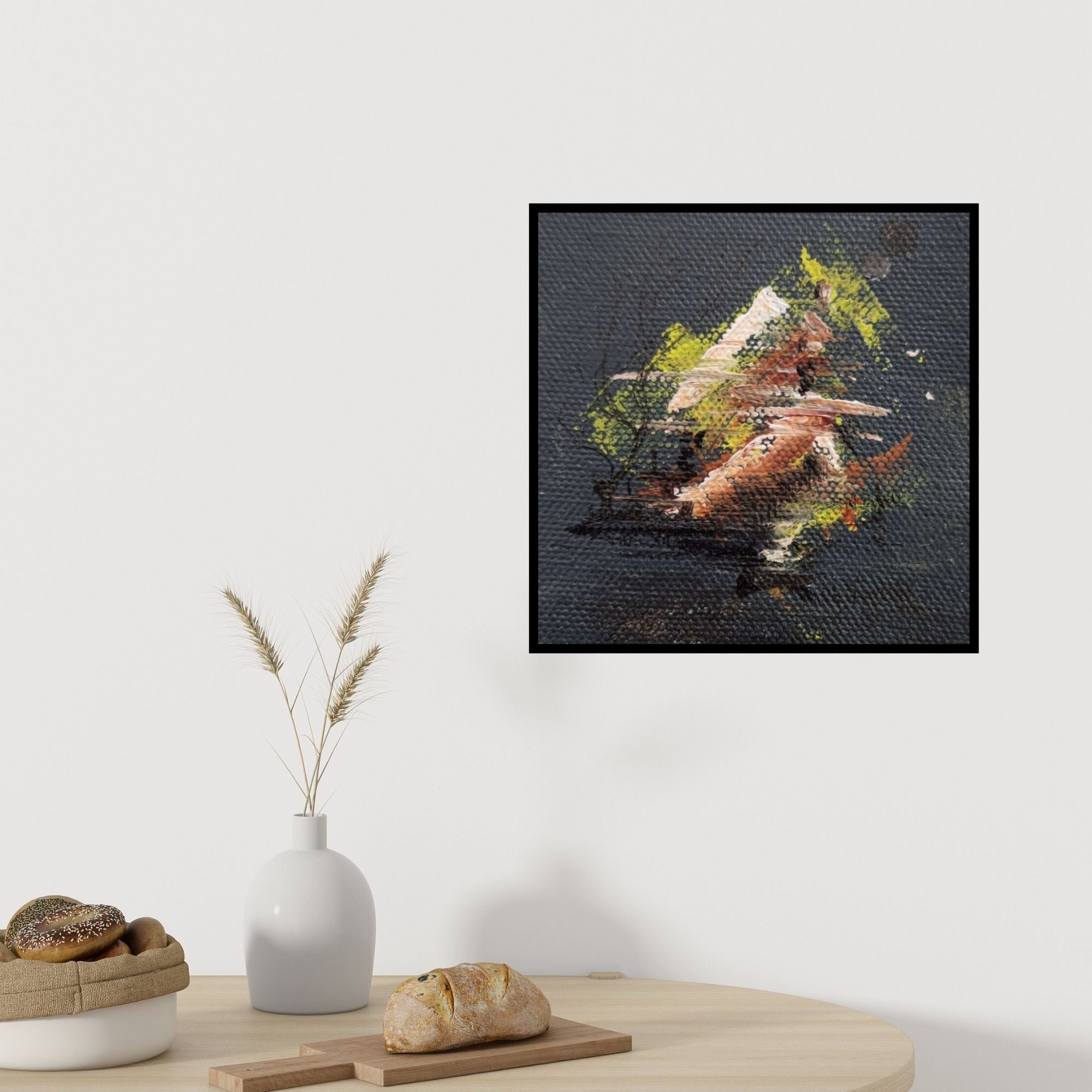 In-situ view of Trapti Porwal's 'Cityscape 2' painting in a room