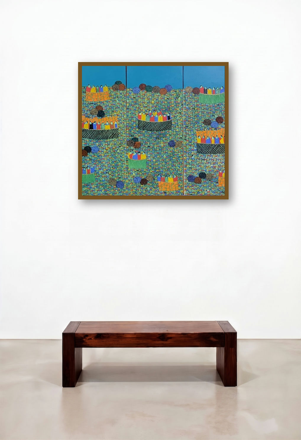 Cityscape 3 (Triptych) by artist Rama Krishna V displayed in a Classic Foyer
