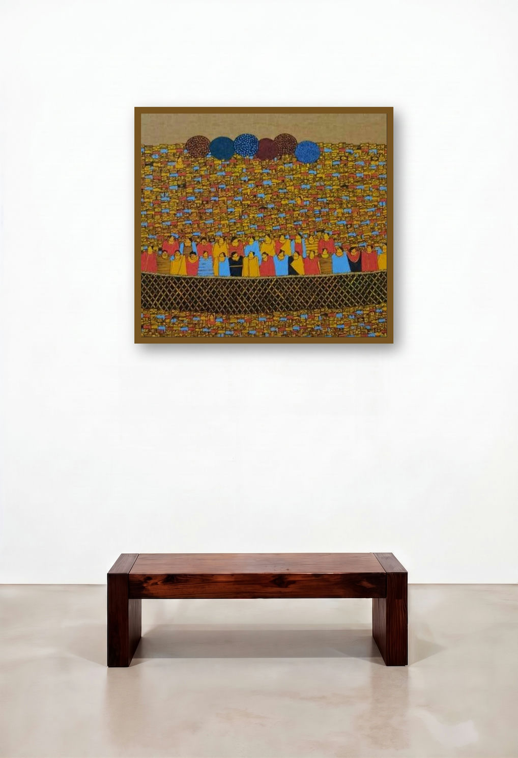 Cityscape 31 (A World Within) by artist Rama Krishna V displayed in a Elegant Hallway
