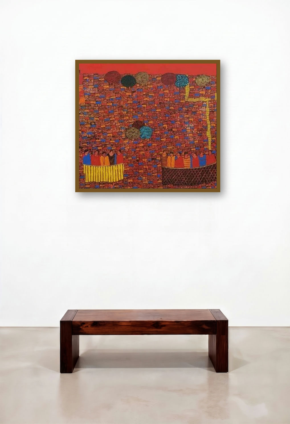 Cityscape 33 (A World of People) by artist Rama Krishna V displayed in a Urban Loft Family Room