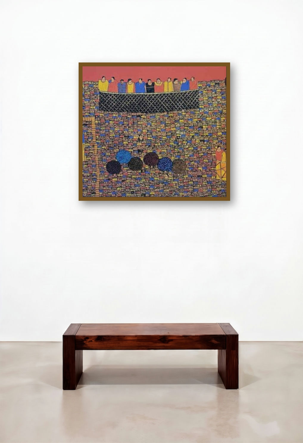 Cityscape 35 (A World of People) by artist Rama Krishna V displayed in a Contemporary Lounge