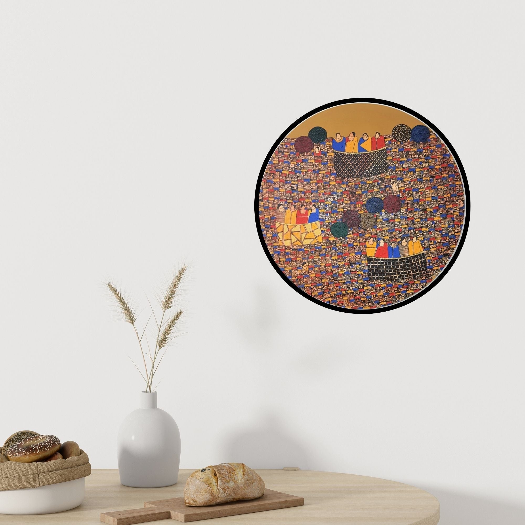 In-situ view of Rama Krishna V's 'Cityscape 4 (A World in View)' painting in a room