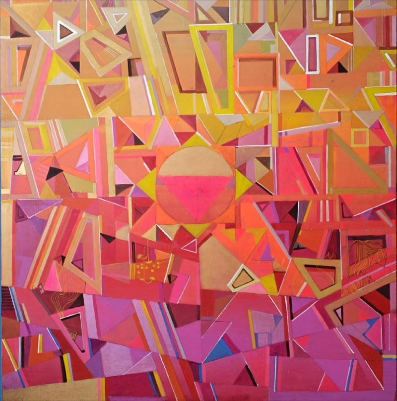 Cityscape' abstract acrylic painting by artist Madan Lal, 60x60 inch, on canvas