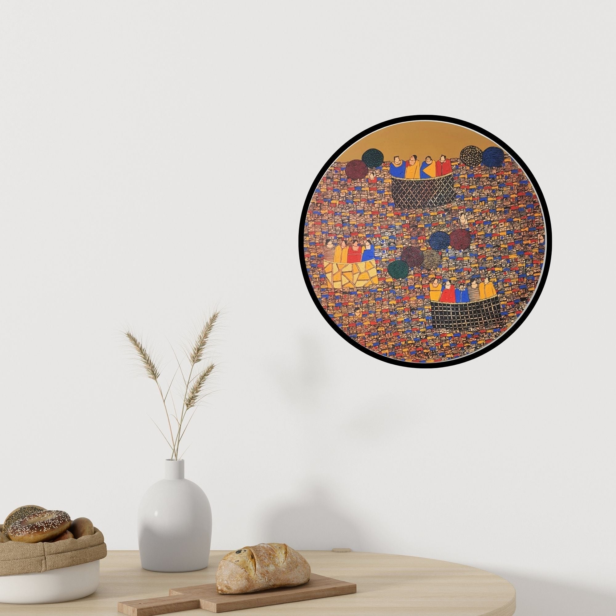 In-situ view of Rama Krishna V's 'Cityscape 5 (A Voyage Together)' painting in a room