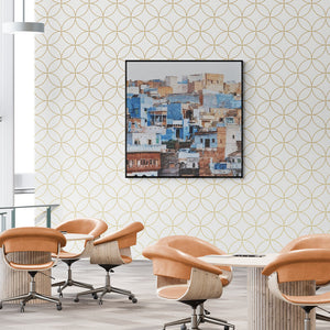 In-situ view of Ganesh Pokharkar's 'Cityscape 6' painting in a room