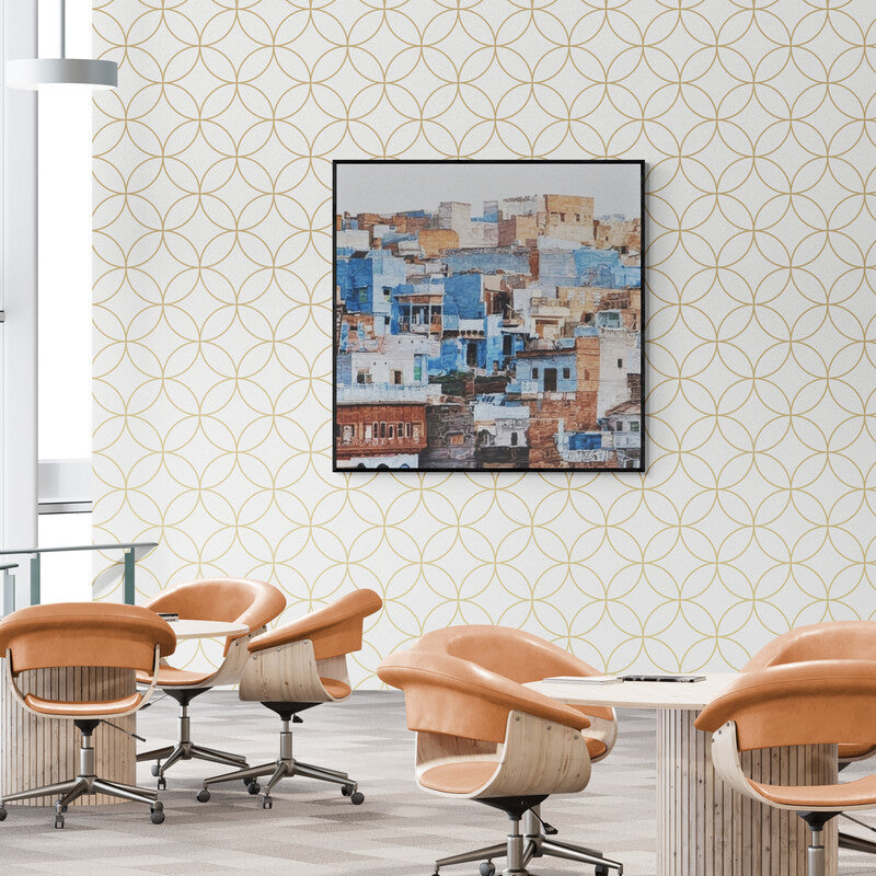 In-situ view of Ganesh Pokharkar's 'Cityscape 6' painting in a room