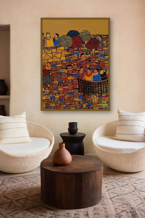 Cityscape 7 (Golden Cityscape) by artist Rama Krishna V displayed in a Boutique gallery