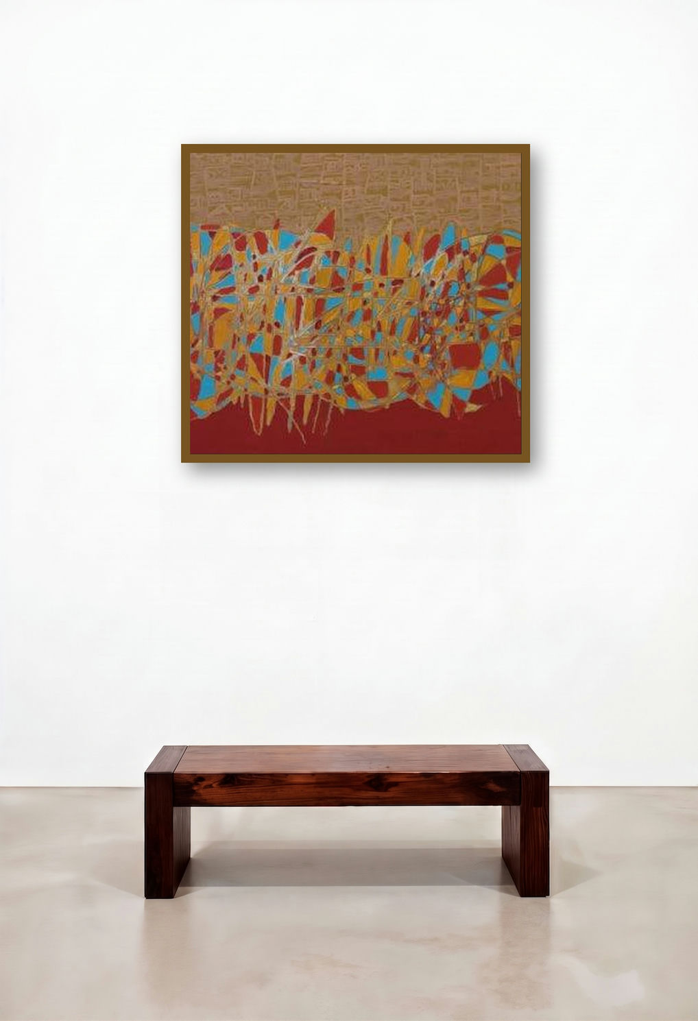 Cityscape 74 (Urban Tapestry) by artist Rama Krishna V displayed in a Contemporary Luxury Home Office
