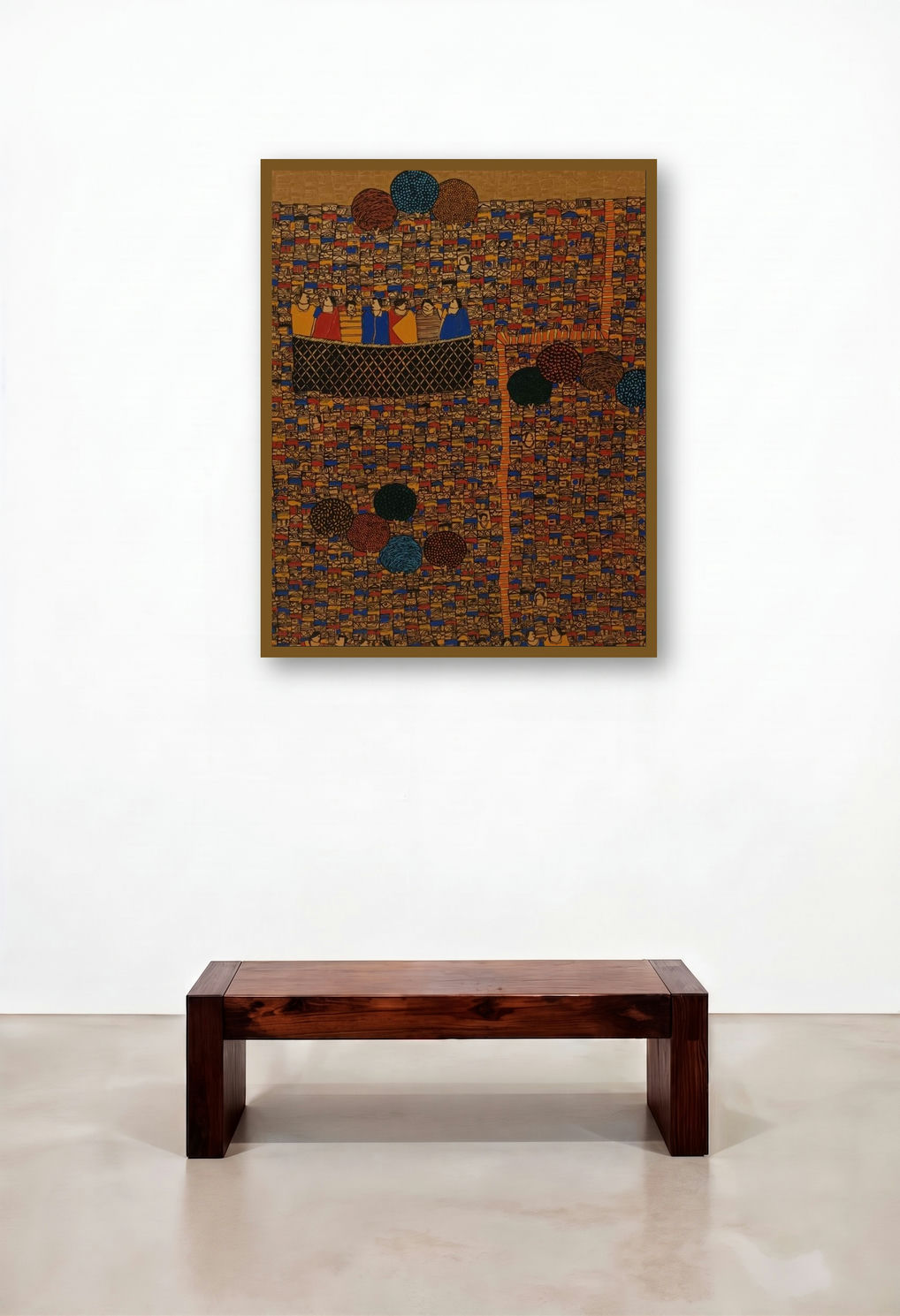 Cityscape 81 (Cityscape Tapestry) by artist Rama Krishna V displayed in a Luxury Library
