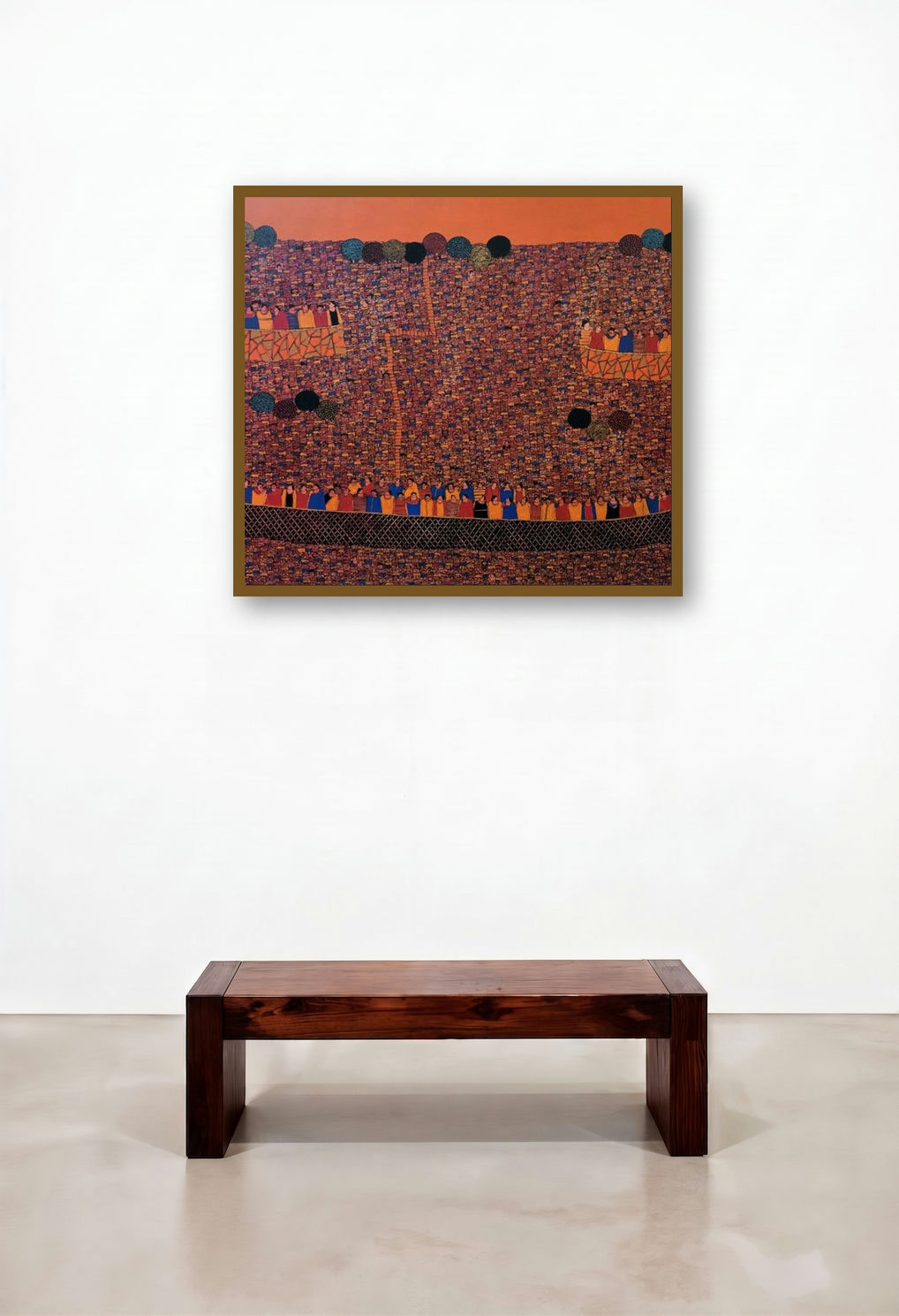 Cityscape 84 (Cityscape Tapestry) by artist Rama Krishna V displayed in a Contemporary Hallway