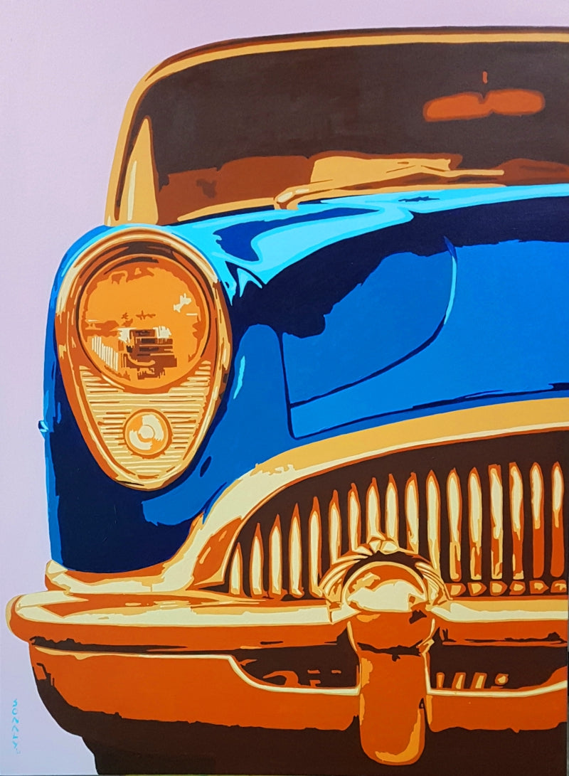 Classic Car Buick Super Riviera 1953' transportation acrylic painting by artist Sonaly Gandhi, 36x48 inch, on canvas