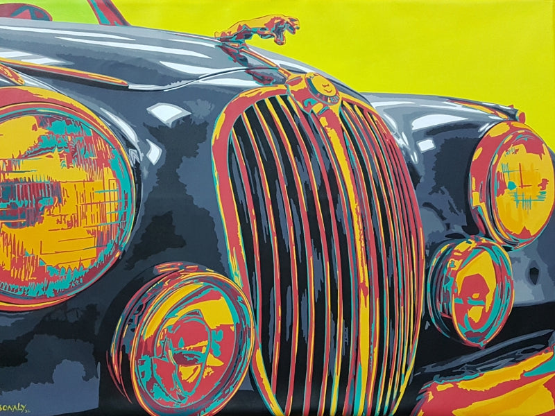 Classic Car' transportation acrylic painting by artist Sonaly Gandhi, 36x48 inch, on canvas