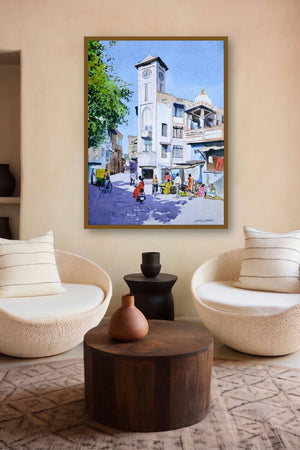 Clock Tower by artist Ramesh Jhawar displayed in a Museum Style gallery