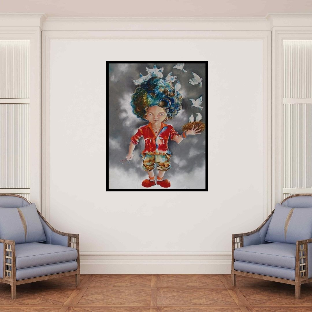 In-situ view of Shiv Kumar Soni's 'Close To My Heart' painting in a room