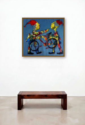 Clowns (A Bicycle Built for Two) by artist Ranjith Raghupathy displayed in a Eclectic Lounge