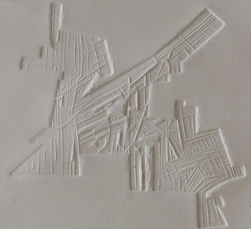 Abstract printmaking titled 'Coal Mining Issue 7', 16x18 inches, by artist Atanu Bakshi on Paper