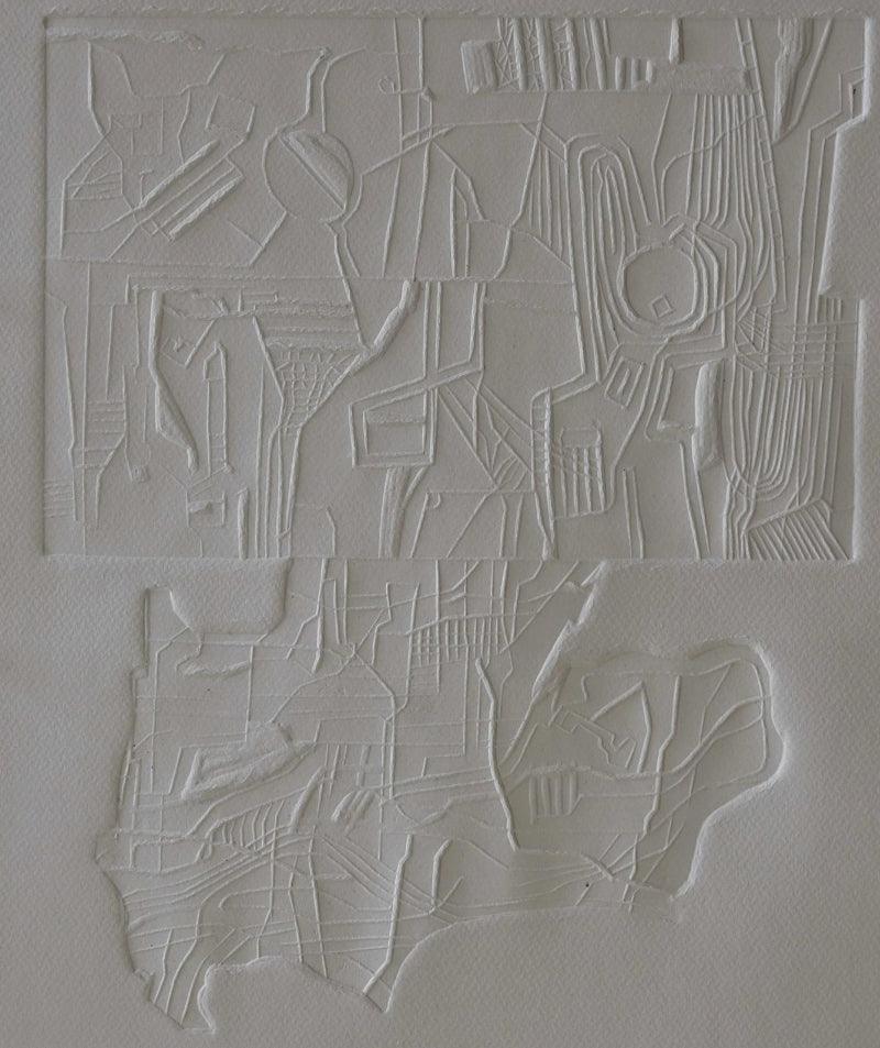 Abstract printmaking titled 'Coal Mining Issue 9', 18x16 inches, by artist Atanu Bakshi on Paper