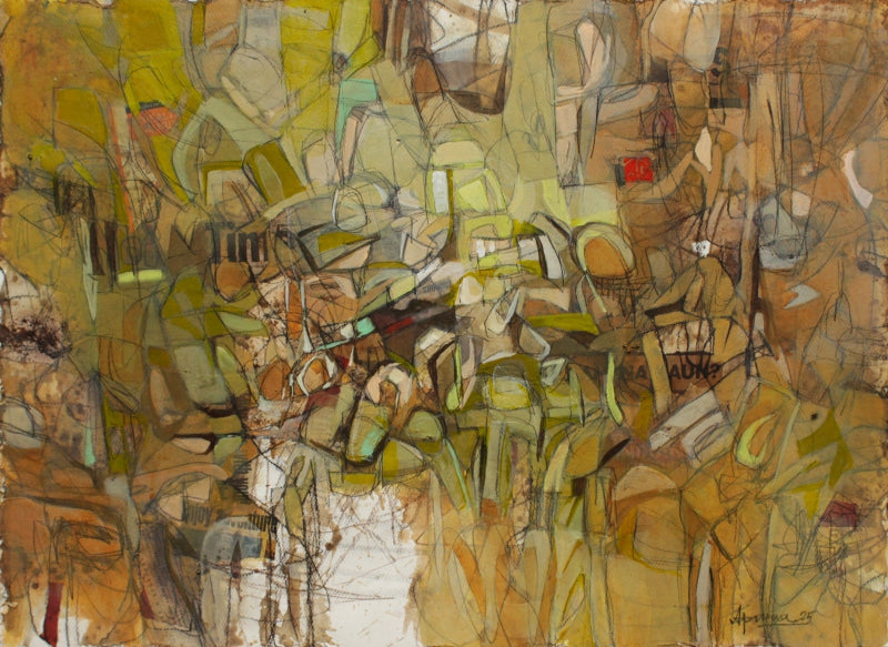 Cognition 12' abstract mixed-media painting by artist Apurva Singh, 22x30 inch, on canvas