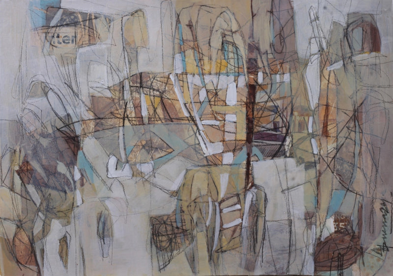 Cognition 7' abstract mixed-media painting by artist Apurva Singh, 8x12 inch, on paper