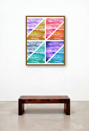 Collage 6 (Symphony in Blue) by artist Manju Lamba displayed in a Designer Library