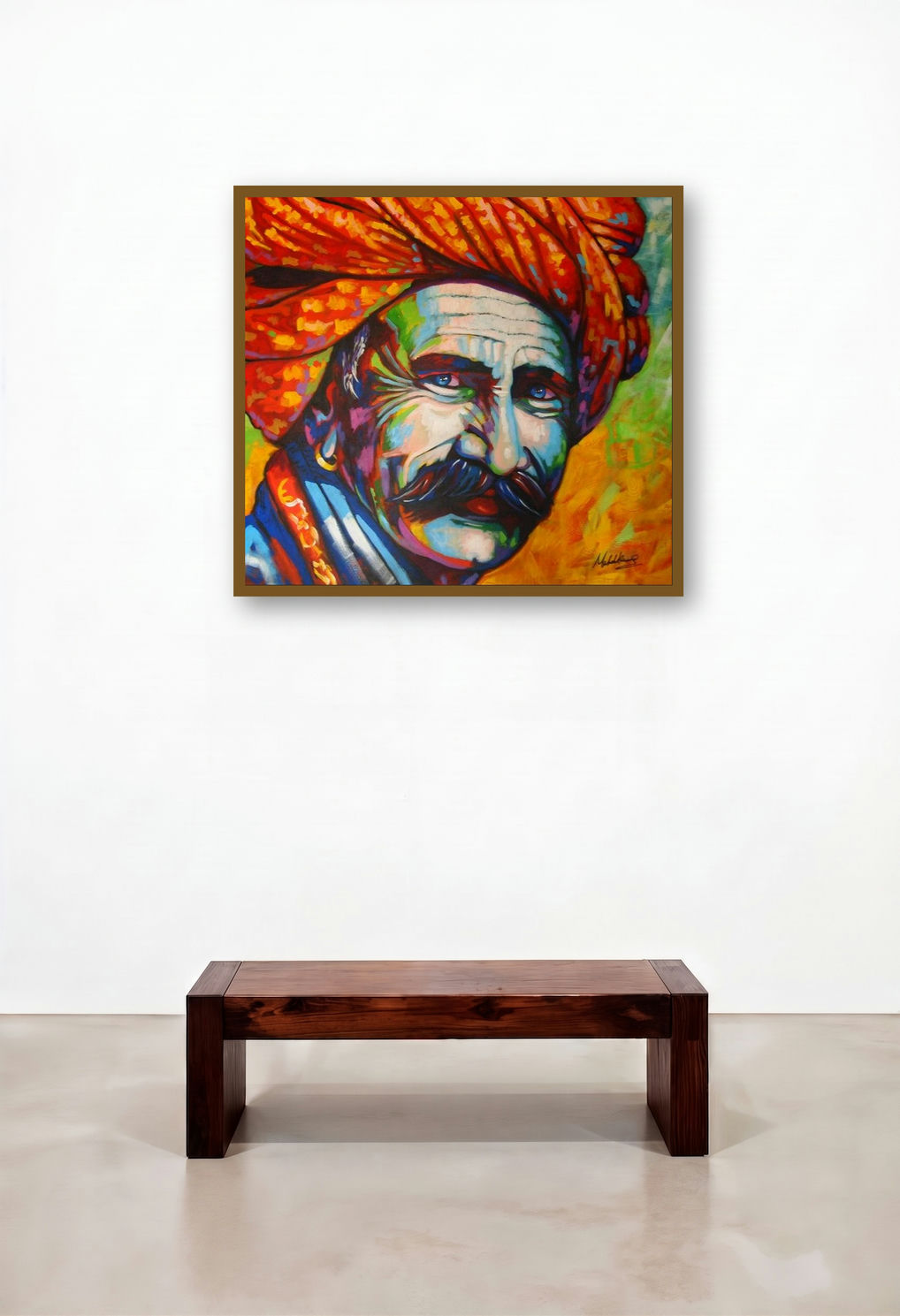 Colorful Life by artist Mahesh Kummar displayed in a Transitional Study