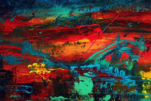 Colormix (Color Fusion) by Rainer Clemens Merk, Print Acrylic Abstract Painting on Canvas, X-Small Horizontal Wall Art