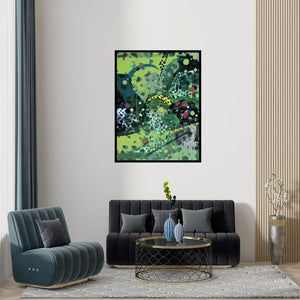 Preview of 'Colors Of Life 152' Painting by Asif Sharief Shaikh shown on a wall in a furnished room.