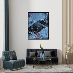 Preview of 'Colors Of Life 154 (Celestial Symphony)' Painting by Asif Sharief Shaikh shown on a wall in a furnished room.